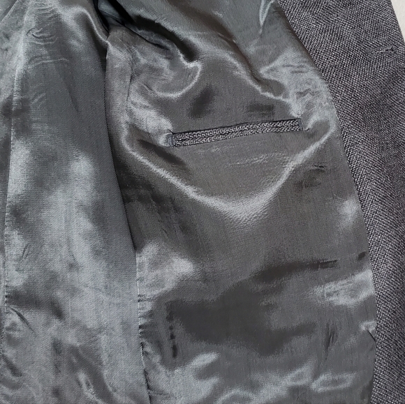 VINTAGE 70s Grey Tweed Wool Single Breasted Notched Lapel Fitted Blazer Jacket - Picture 11 of 15